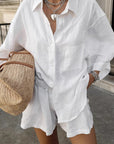 Casual French Style Cotton Shirt Set for Women