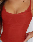 Summer Slim Fit Sheer Lace Camisole Top