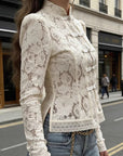 Fashionable Lace Button-Up Shirt for Women
