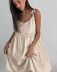 Brown Cotton Linen Dress for Women