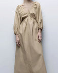 French Minimalist V-Neck Puff Sleeve Dress