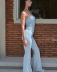 Summer Solid Color Slim Fit Jumpsuit Set