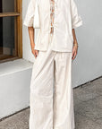 Casual Tie-Up Top and Long Pants Set for Women