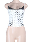 Summer Lace Splicing Polka Dot Tank Top