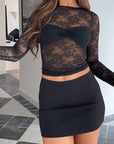 Autumn Women's Lace Top and Skirt Set