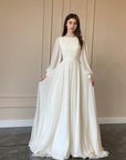 2026 Spring Autumn Lantern Sleeve Wedding Dress