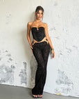 Chic Velvet Strapless Top and Long Pants Set
