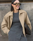 Thick Woolen Coat for Women in Khaki