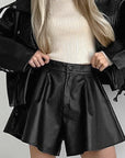 High Waist PU Leather Shorts for Street Style