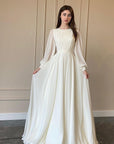 2026 Spring Autumn Lantern Sleeve Wedding Dress