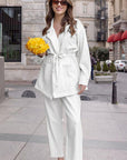 French Vintage Elegant Striped Suit Set for Women
