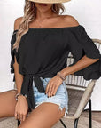 Off-Shoulder Bell Sleeve Casual Top