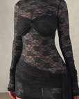 European Style Lace High Neck Sheath Dress