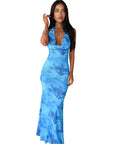 Elegant Backless Floral Maxi Dress for Women