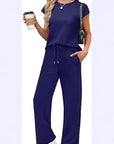 Casual Loose Fit Pocket T-Shirt and Pants Set