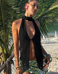 Backless Sheer Mesh Halter Top for Women
