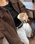 Retro Loose Jacket for Women in Brown