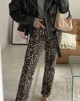 Retro Stylish Leopard Print Slim Pants