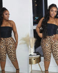Trendy Sequin Leopard Print Elastic Waist Shorts