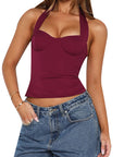 Sexy Halter Neck Knit Top for Spring and Summer