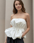 Chic White Strapless Balloon Top for Women