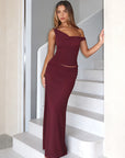 Chic Two-Piece Dress Set with Slit Skirt