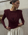Elegant Pleated Long Sleeve Top for Women