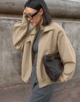 Thick Woolen Coat for Women in Khaki