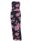 Chic Floral Print Strapless Maxi Dress