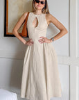 Summer Casual Khaki Cotton Linen Dress for Women