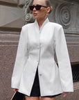 Stylish White Stand Collar Waistcoat for Women