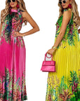 Bohemian Summer Floral Maxi Dress with Halter Neck