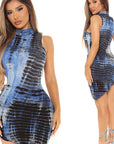 Gradient Long Sleeve Dress with Tie Detail