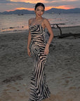 Summer Zebra Print Backless Bodycon Dress