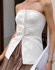 Simple White Strapless Top for Women