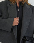 Vintage Grey Short Sleeve Blazer for Women