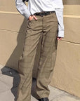 British Style Plaid High Waist Trousers for Women