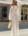 Chic Sheer Lace Long Sleeve Dress