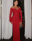 Lace Off-Shoulder Long Sleeve Dress