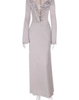Shiny V-Neck Long Sleeve Bodycon Dress