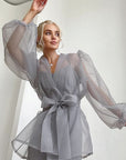 Elegant Sheer Puff Sleeve Blouse for Women