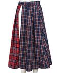 Nazada Women's Autumn Color Block Plaid Skirt