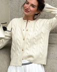 Autumn Winter Solid Color Knitted Cardigan for Women