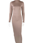 Elegant High Neck Long Sleeve Dress