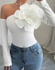 Elegant One-Shoulder Jumpsuit with 3D Decoration
