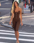 Sexy Waist Cinching Jumpsuit with Straps
