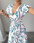 2026 Spring Summer New Floral Ruffle V-Neck Dress