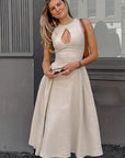 Summer Casual Khaki Cotton Linen Dress for Women