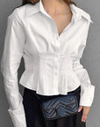 Elegant Pleated Waist Blouse for Women
