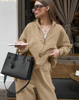 Spring Fashion Khaki Sweatshirt Set for Women